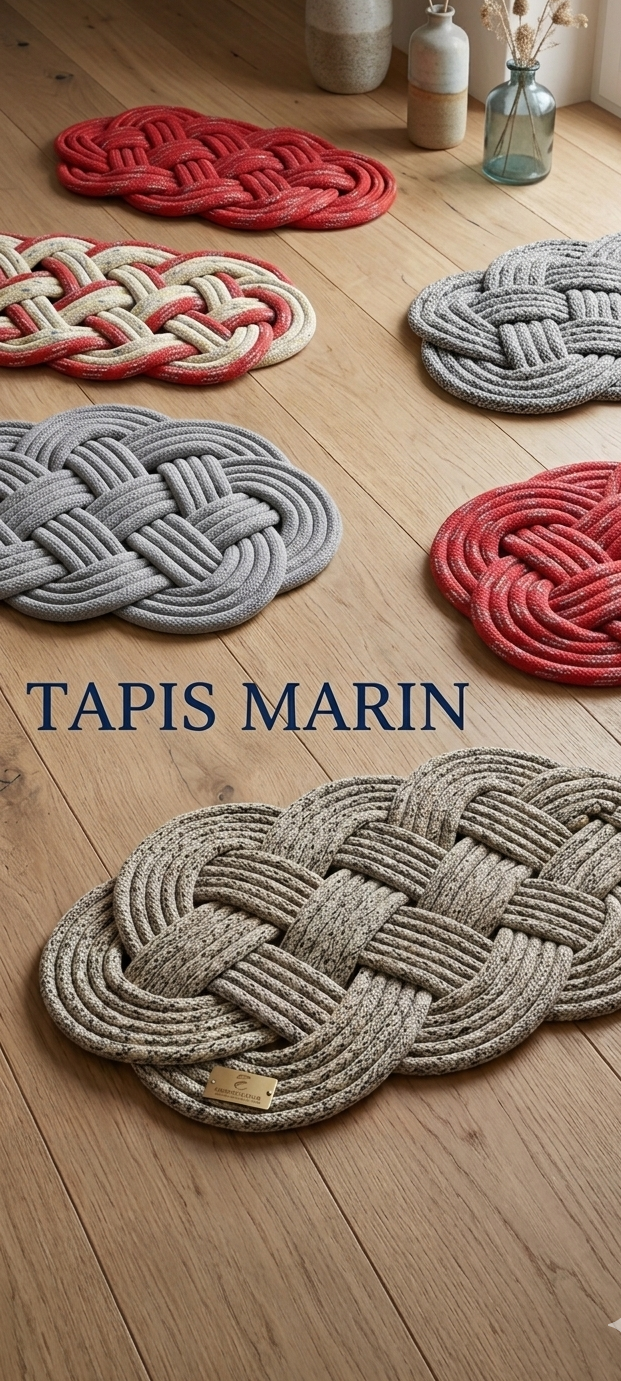 Tapis en cordage marin recyclé – Pièce unique et résistante